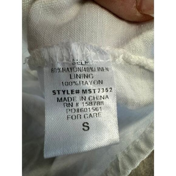 "MABLE" White Rayon/Linen Blend Cropped Tank Top SZ S Babydoll Summer Clean Girl - Picture 8 of 9